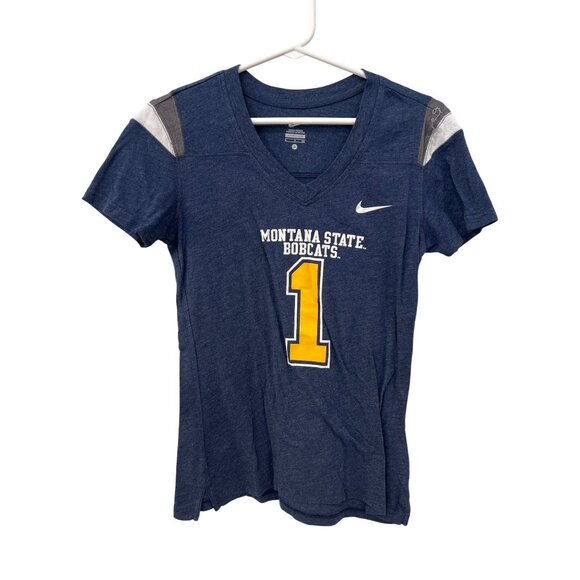Nike Montana State Bobcats V Neck Graphic Tee Womens Small Short Sleeve College - Picture 1 of 6